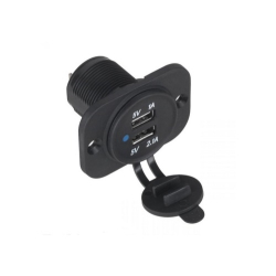 Ładowarka samochodowa USB 12/24V; 2 x USB do montażu, URZ0861